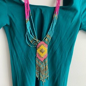 Long colorful tri-colored necklace